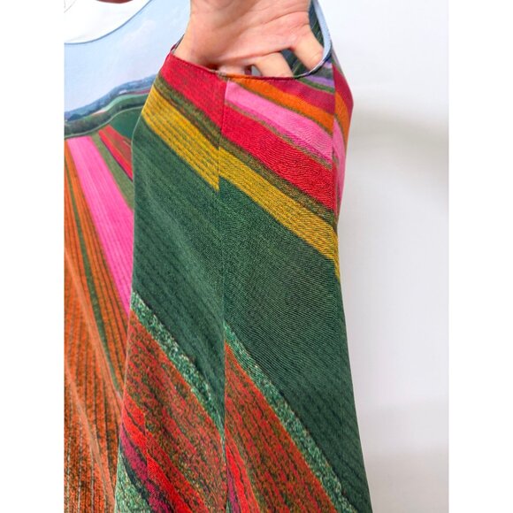 Akris Tulip Farm Flower Field Tank Top Silk Stripe Rainbow Floral Blouse 12 - Picture 13 of 13